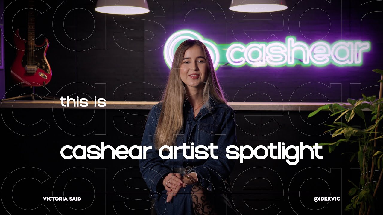 Victoria Said in a denim jacket on the Artist Spotlight set, long blonde hair down
