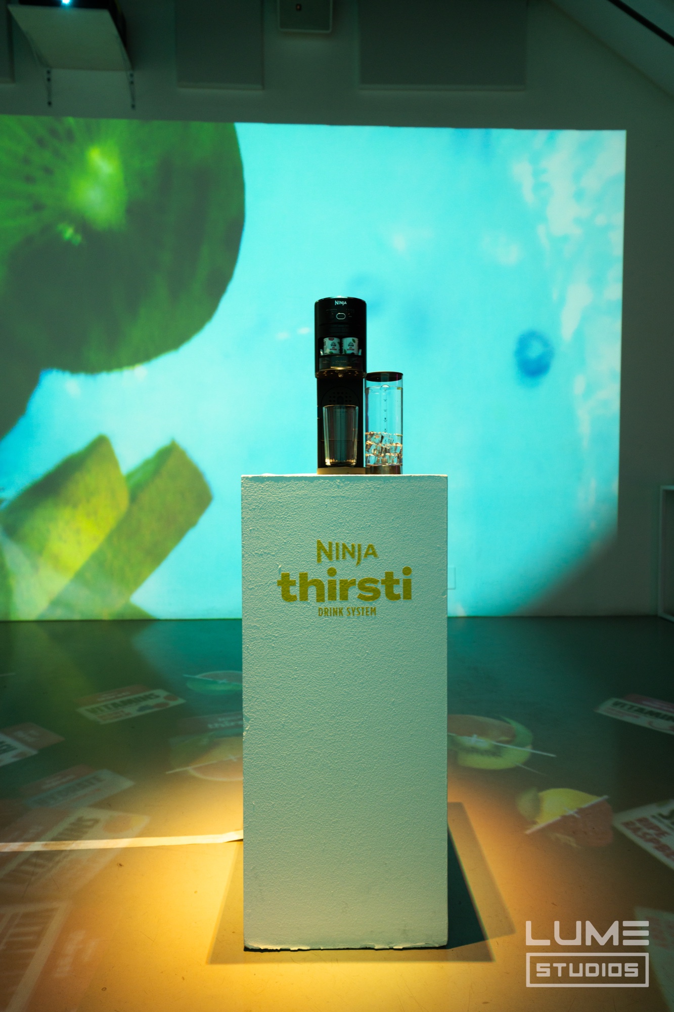 Marquee asks “what are you thirsti for” above the Ninja Thirsti storefront on a New York street